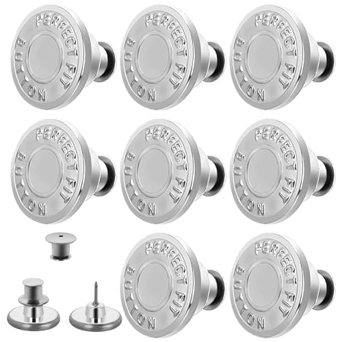 Qianyu 12 Stück Hosen Ersatz Knöpfe Button Pins Enger Machen Hosen 17mm Ohne Nähen Stecken DIY Metall Jeansknopf Hosenknopf für Reparatur von Jeans von Qianyu