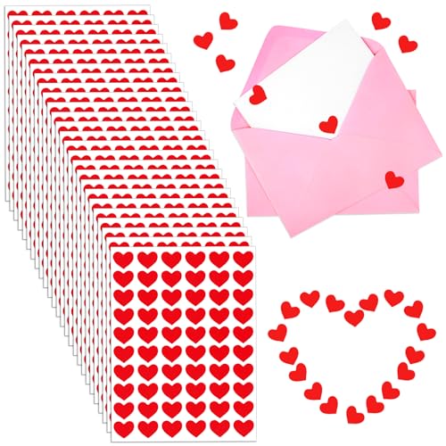 Qianyu 3000 Stück Kleine Herz Aufkleber Selbstklebend Herzform Stickers 1,27 cm Verpackungsaufkleber für Scrapbook, Gastgeschenke, Einladungen, Boxen, Taschen von Qianyu