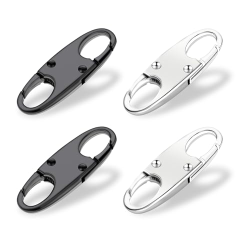 Qianyu 4 Stück Reißverschluss Ersatz Set Ersatz Abnehmbarer Metallreißverschluss Zipper Pull Tab aus Hartmetall Greifer Reparaturfixierer für Jacken Taschen Zelte Gepäck Schlafsack Koffer von Qianyu