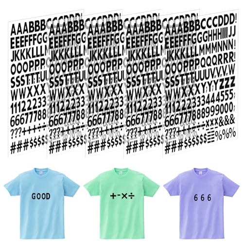 Qianyu 5 Blatt 830 Stück Buchstaben Aufbügeln Eisen auf Vinyl-Buchstaben Wärmeübertragung Buchstaben Aufnäher Aufkleber Bügelbuchstaben mit A-Z PU-Alphabete für Textilien Kleidung TShirt (Schwarz) von Qianyu