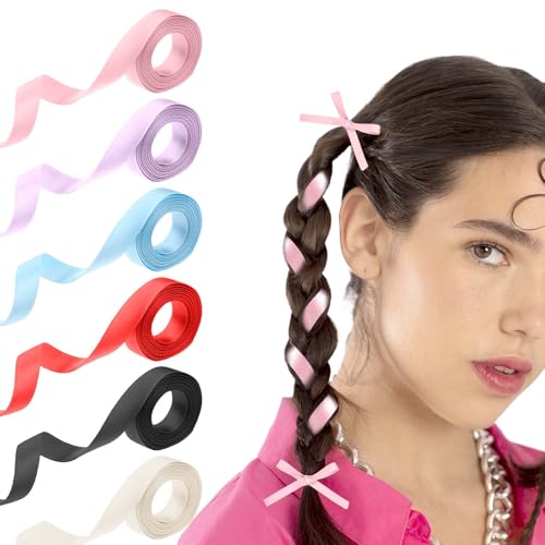 Qianyu 6 Stück Haarschleifen Schleifenband Bunt Geschenkband Dekoband Stoffband für Geschenk 10mm Satinband für Basteln Nähprojekte Haarschleifen Brautstrauß Hochzeits Dekoration von Qianyu