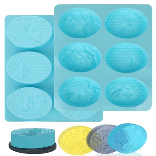 Qianyu Seifenformen Silikon Oval Soap Form für handgefertigte Seife DIY Hausgemachte Handarbeit Seifen Blume Form Dekorieren Silikonformen für Eiswürfel Kuchen Schokolade Cupcake Seifenherstellung von Qianyu