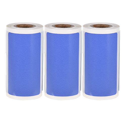 Thermorollen,Kassenrollen 3 Rolls Thermische Etiketten selbstklebende thermische Papierrolle frei 2x1,2 Zoll 100 Etiketten/Rolle for Thermotrunder(Blue) von QiaoJun
