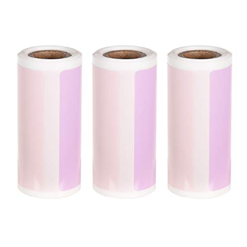 Thermorollen,Kassenrollen 3 Rolls Thermische Etiketten selbstklebende thermische Papierrolle frei 2x1,2 Zoll 100 Etiketten/Rolle for Thermotrunder(Pink) von QiaoJun