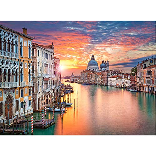 DIY 5D Diamant Malerei Set Vollbohrer Venedig Landschaft 40x50cm Quadratbohrer Diamant Painting Bilder Crystal Strass Stickerei Kreuzstich Diamond Painting Kits für Home Wall Art Dekoration Q1219 von Qiaojie