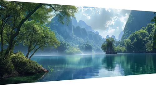 Qiaoqoo 5D Diamond Painting, DIY Diamant Painting Bilder Landschaft, Diamand Painting Erwachsene Groß xxl, Kinder Diamant kunst Set mit Diamond Painting Zubehör, Home Wand Décor 125x50cm von Qiaoqoo