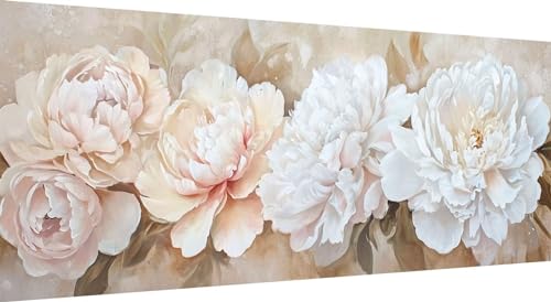 5D Diamond Painting Blume, DIY Diamant Painting Bilder Pfingstrose, Diamand Painting Erwachsene Groß xxl, Kinder Diamant kunst Set mit Diamond Painting Zubehör, Home Wand Décor 100x40cm von Qiaoqoo