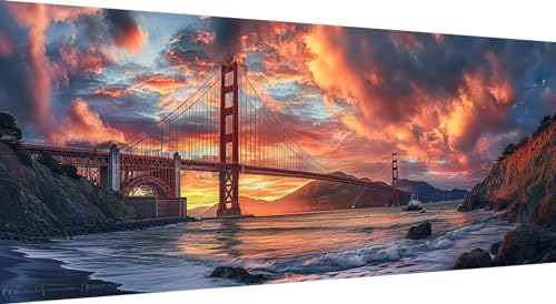 5D Diamond Painting Die Architektur, DIY Diamant Painting Bilder Sonnenuntergang, Diamand Painting Erwachsene Groß xxl, Kinder Diamant kunst Set mit Diamond Painting Zubehör, Home Wand Décor 100x40cm von Qiaoqoo