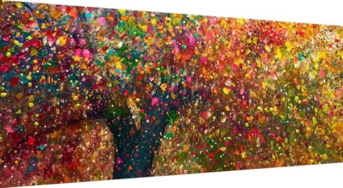 Bunt Diamond Painting xxl 200x80cm, 5D DIY Diamant Painting Bilder Baum Diamand Painting Kinder mit Diamond-Painting Zubehör, Groß Diamant kunst Basteln Erwachsene, Home Décor Malerei von Qiaoqoo