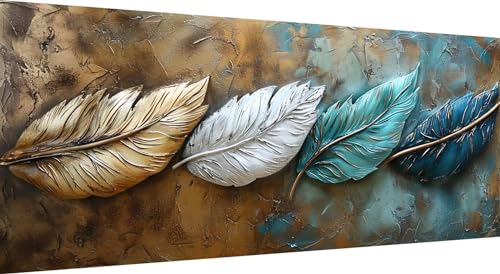 Feder Diamond Painting xxl 175x70cm, 5D DIY Diamant Painting Bilder Abstrakt Diamand Painting Kinder mit Diamond-Painting Zubehör, Groß Diamant kunst Basteln Erwachsene, Home Décor Malerei von Qiaoqoo