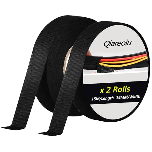 Qiareoiu 2 Rollen isolierband schwarz, 19mm x 15m kabelbaum klebeband, Auto gewebeband textilklebeband fur kfz kabel electric tape von Qiareoiu