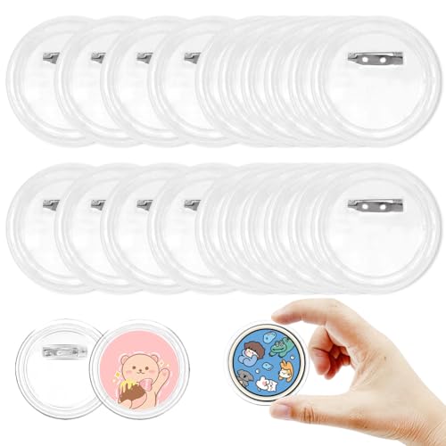 Qiciqinoone 20 Stück Buttons Selber Machen,Acryl Design Transparentes Ansteckbuttons Pin Button Anstecker Keine Buttonmaschine Button zum Selbstgestalten für Foto Bild Geeignet für Kleidung/Geschenke von Qiciqinoone