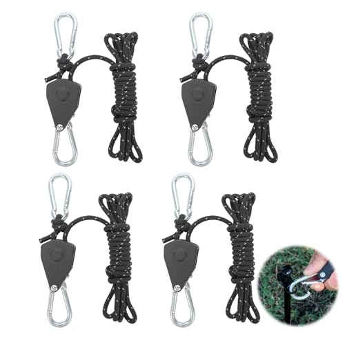 Qiciqinoone Ratchet Hanger, Einstellbare Ratchet Seil Zeltschnur mit Spanner Abspannseile mit Häkchen Outdoor Enthusiast Seil Geeignet Zeltleinenspanner für Campingzelte, Zimmerpflanzen, Zäune von Qiciqinoone