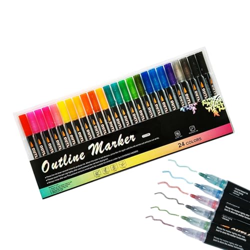 24 Acrylstifte Für Steine Wasserfest, Acrylstifte Marker Pinsel, Acrylstifte Verschiedene Oberflächen, Acrylmarker Glasmalstifte Glas Lackstift Für DIYS Felsmalerei Steine Wasserfest Keramik Glas Holz von Qidures