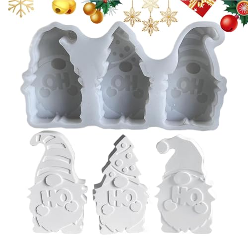 3 Stück Silikonformen Gießformen Weihnachten, Silikonform Wichtel, Silikonformen Gießformen Wichtel Weihnachten Wichtel Silikonform Weihnachtsmann Kerzenformen zum Gießen für Weihnachtsdekoration von Qidures