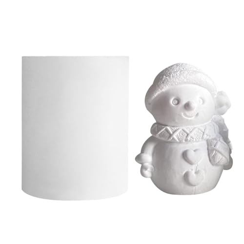 3D Weihnachten Schneemann Silikonform, 3D Schneemann Kerzenform Schneemann Silikonformen Gießformen Schneemann Gießform Fondant Silikon Form für die Herstellung von Kerzen,Aromasteinen,Schokolade von Qidures