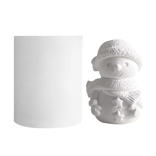 3D Weihnachten Schneemann Silikonform, 3D Schneemann Kerzenform Schneemann Silikonformen Gießformen Schneemann Gießform Fondant Silikon Form für die Herstellung von Kerzen,Aromasteinen,Schokolade von Qidures