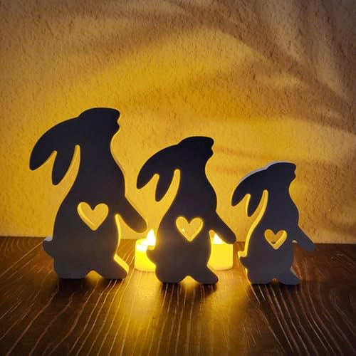 3pcs Osterhase Silikonform, Ostern Hase Silikonformen Gießformen Silikonform Hase Mit Herz 3D Kaninchen Gießform Ostern Osterhase Silikonform Osterhasenform Ostern Kaninchen Kerzen Gießformen von Qidures