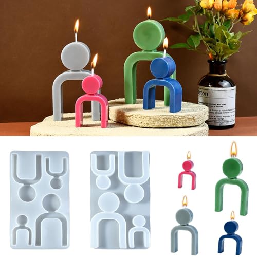 Silikonformen Gießformen, Familie 4 Figuren Weihnachten Gießformen Silikon Gießform 3D Gipsform Figur Silikonform Familienfiguren Herstellungsform Mit 4 Mulden Epoxidharz Guss Set von Qidures