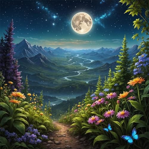 Diamond Painting Berglandschaft 5D Diamant Painting Bilder Set,DIY Vierkant 80x80cm Diamant Malen nach Zahlen Kit für Erwachsene Full Strass Stickerei Kreuzstich Kunst Wohn-Schlafzimmer Wanddekor von Qijinn