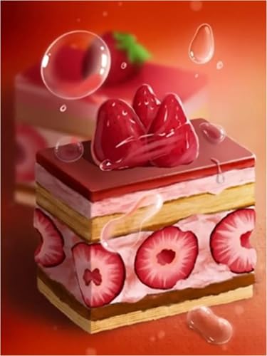 Diamond Painting für Erwachsene,5D Erdbeerkuchen Diamant Painting Bilder Kit DIY Runder Vollbohrer Strass Malen nach Zahlen Früchte Diamant Malerei Kit für Anfänger Home Büro Wall Dekoration 50x70cm von Qijinn