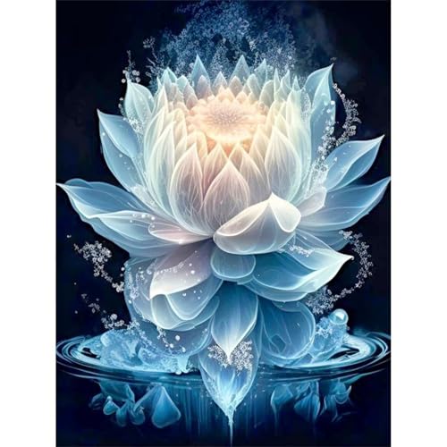 Diamond Painting für Erwachsene,5D Fantasie Lotus Diamant Painting Bilder Kit DIY Runder Vollbohrer Strass Malen nach Zahlen Blume Diamant Malerei Kit für Anfänger Home Büro Wall Dekoration 40x60cm von Qijinn