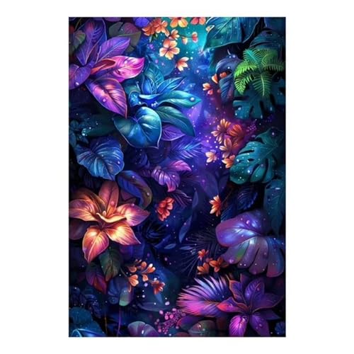 Diamond Painting für Erwachsene,5D Fantasieblumen Diamant Painting Bilder Kit DIY Runder Vollbohrer Strass Malen nach Zahlen Bunte Blumen Diamant Malerei Kit für Anfänger Home Büro Wall Dekor 40x60cm von Qijinn