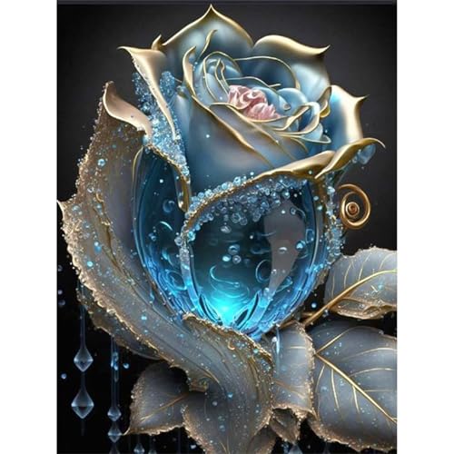 Diamond Painting für Erwachsene,5D Kristallrosen Diamant Painting Bilder Kit DIY Runder Vollbohrer Strass Malen nach Zahlen Blumen Diamant Malerei Kit für Anfänger Home Büro Wall Dekoration 100x140cm von Qijinn