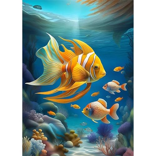 Diamond Painting für Erwachsene,5D Meerestiere Diamant Painting Bilder Kit DIY Runder Vollbohrer Strass Malen nach Zahlen Tiere Diamant Malerei Kit für Anfänger Home Büro Wall Dekoration 50x70cm von Qijinn