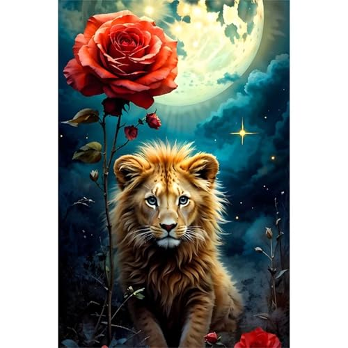 Diamond Painting für Erwachsene,5D Mondblume Diamant Painting Bilder Kit DIY Runder Vollbohrer Strass Malen nach Zahlen Tierlandschaft Diamant Malerei Kit für Anfänger Home Büro Wall Dekor 60x80cm von Qijinn