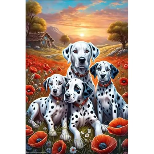 Diamond Painting für Erwachsene,5D Süße Hunde Diamant Painting Bilder Kit DIY Runder Vollbohrer Strass Malen nach Zahlen Tiere Diamant Malerei Kit für Anfänger Home Büro Wall Dekoration 80x100cm von Qijinn