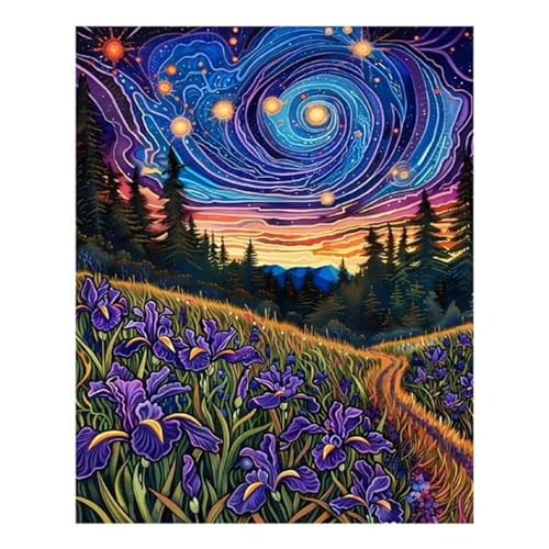 Diamond Painting für Erwachsene,5D Wiesenblumen Diamant Painting Bilder Kit DIY Runder Vollbohrer Strass Malen nach Zahlen Verträumte Landschaften Diamant Malerei Home Büro Wall Dekor 100x140cm von Qijinn