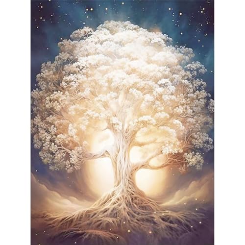 Qijinn 5D Baum des Lebens Diamond Painting Kit,Diamant Painting Bilder für Erwachsene Anfänger DIY Runder Vollbohrer Stickerei Fantasiebaum Diamond Painting Arts Craft für Home Wand Decor 100x140cm von Qijinn