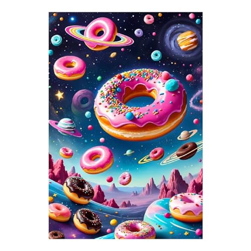 Qijinn Bunter Donut Diamond Painting Erwachsene Sternenhimmel-Landschaft Diamant Painting Bilder Kit Full 5D DIY Vierkant Crystal Strass Stickerei Diamant Kunst Home Büro Wall Dekoration 100x140cm von Qijinn