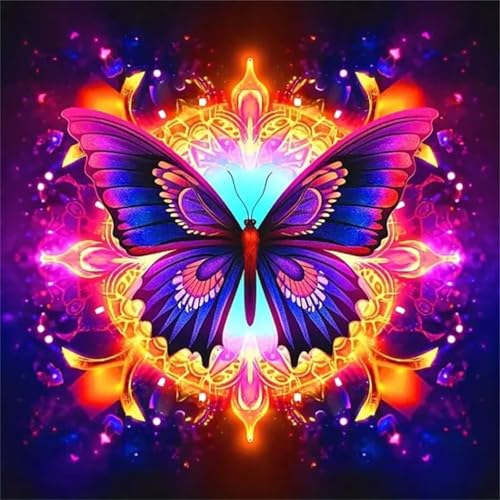 Qijinn Diamond Painting Fantasie-Schmetterling 5D Diamant Painting Bilder Set,DIY Vierkant 100x100cm Diamant Malen nach Zahlen Kit für Erwachsene Full Strass Stickerei Kreuzstich Kunst Home Wanddekor von Qijinn