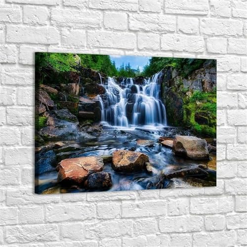 Qijinn Wasserfälle Diamond Painting Erwachsene Landschaft Diamant Painting Bilder Kit Full 5D DIY Vierkant Crystal Strass Stickerei Diamant Kunst Home Büro Wall Dekoration 25x40cm von Qijinn