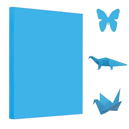 100 Blatt Blau Origami Papier, A4 Faltpapier 70 g/m² Tonpapier Zweiseitig Bastelpapier Doppelseitig Kopierpapier für DIY Kunst Handwerk, Papierblumen und Bastelprojekte,Folding craft paper von Qikaara