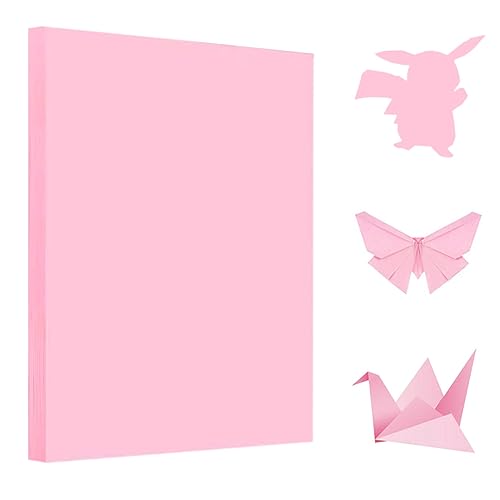 100 Blatt Rosa Origami Papier, A4 Faltpapier 70 g/m² Tonpapier Zweiseitig Bastelpapier Doppelseitig Kopierpapier für DIY Kunst Handwerk, Papierblumen und Bastelprojekte,Pink Folding craft paper von Qikaara
