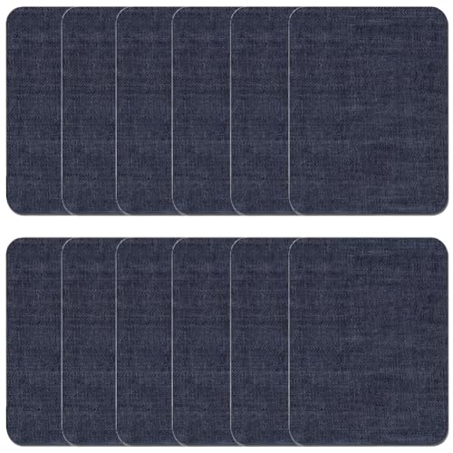 12 Stück Flicken zum Aufbügeln, Aufbügel Flicken, Bügelflicken, Denim Flicken, Reparaturflicken, Reparatur-Dekorationsset für Jeans und Kleidung, 9.5*12.5 cm, Iron-on Repair Patches (Denim Dunkelblau) von Qikaara