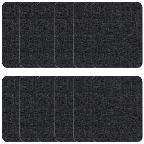 12 Stück Flicken zum Aufbügeln, Aufbügel Flicken, Bügelflicken, Denim Flicken, Reparaturflicken, Reparatur-Dekorationsset für Jeans und Kleidung, 9.5 * 12.5 cm, Iron-on Repair Patches (Denim Schwarz) von Qikaara