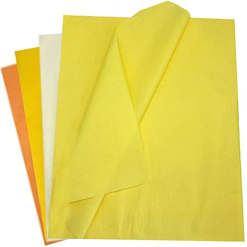 40 Blatt Geschenkpapier Seidenpapier,Gelbe Bunt Serie 50x75cm Verpackungspapier Bastelpapier für Füller Blumen Kunsthandwerk Geburtstag Hochzeits Dekoration und Geschenkverpackungen Tissue Paper von Qikaara