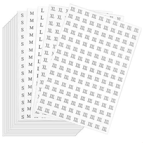 4500 Stück Kleidungsgrößen Aufkleber Etiketten, Selbstklebend Klebeetiketten Aufkleber für Kleidung Größe, Rund Größenetiketten Größenaufkleber Clothes Size Label Sticker (S M L XL XXL) von Qikaara