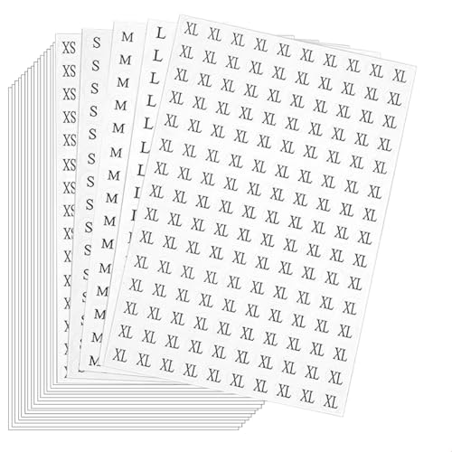 4500 Stück Kleidungsgrößen Aufkleber Etiketten, Selbstklebend Klebeetiketten Aufkleber für Kleidung Größe, Rund Größenetiketten Größenaufkleber Clothes Size Label Sticker (XS S M L XL) von Qikaara