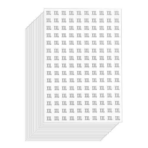 4500 Stück Kleidungsgrößen Aufkleber Etiketten, Selbstklebend Klebeetiketten Aufkleber für Kleidung Größe, Runde Größenetiketten Größenaufkleber 1.3 cm Durchmesser Clothing Size Label Stickers (XXL) von Qikaara