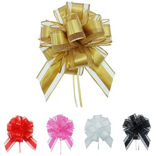 5 Stück Große Geschenk Schleife mit Geschenkband, 5 Farben Ziehschleife Geschenkschleife zum Basteln Verpacken, Bunt Dekoschleifen für Geschenke Tüten Hochzeit Geburtstag Weihnachten, pull gift bow von Qikaara