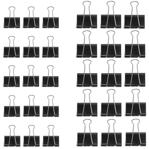 50 Stück Foldback Klammern, 25/32mm Schwarz Foldbackklammern, Papierklammern Metall Maul Klammer Büroklammern Stahlklammern Vielzweckklammern für Büro und Haushalt foldback clips foldback clamps von Qikaara