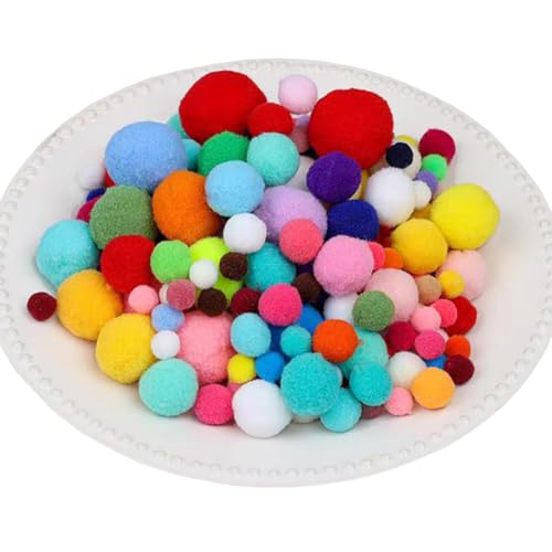 500 Stück Bunt Pompons zum Basteln, bunte Pompons, 10/15/20/25/30 mm Pompom Bälle, Bastel Pompoms, Pompons Bälle für DIY Kreative Handwerk Dekorationen colorful Pom Poms Pompoms(Bunte dunkle-5 Größen) von Qikaara