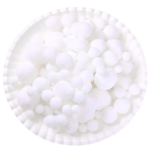 500 Stück Pompons zum Basteln, Weiß Pompons, 10/15/20/25/30 mm Pompom Bälle, Pompoms zum Basteln, Pompons Bälle für DIY Kreative Handwerk Dekorationen white Pom Poms Pompoms (Weiß-5 Größen,1-3cm) von Qikaara