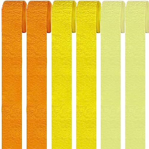 6 Rollen Bunt Krepppapier,Regenbogen kreppbänder Hintergrund Luftschlangen Papier Rainbow Crepe Paper Bastelkrepp für Party Dekoration und Handarbeiten Papierkunst (Orange+2 Stile Gelb) von Qikaara