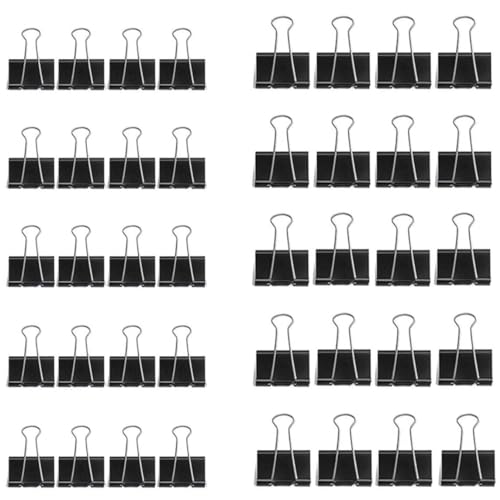 80 Stück Foldback Klammern, 19/25mm Schwarz Foldbackklammern, Papierklammern Metall Maul Klammer Büroklammern Stahlklammern Vielzweckklammern für Büro und Haushalt foldback clips foldback clamps von Qikaara